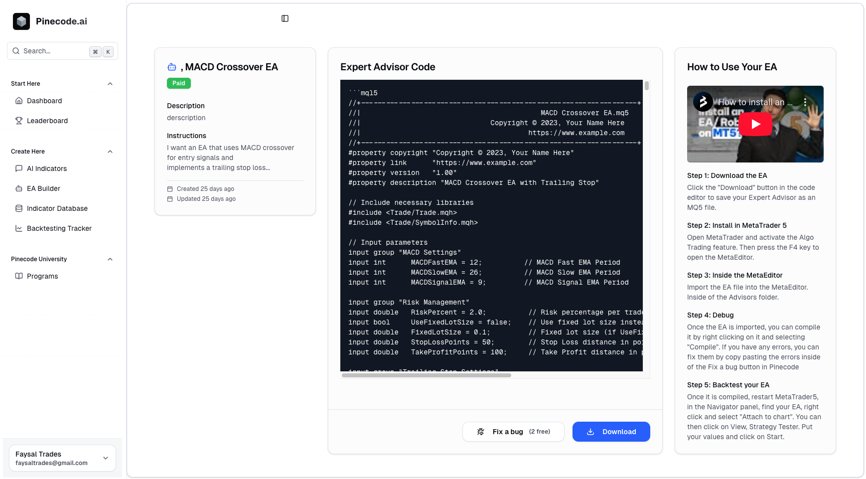 Dashboard preview
